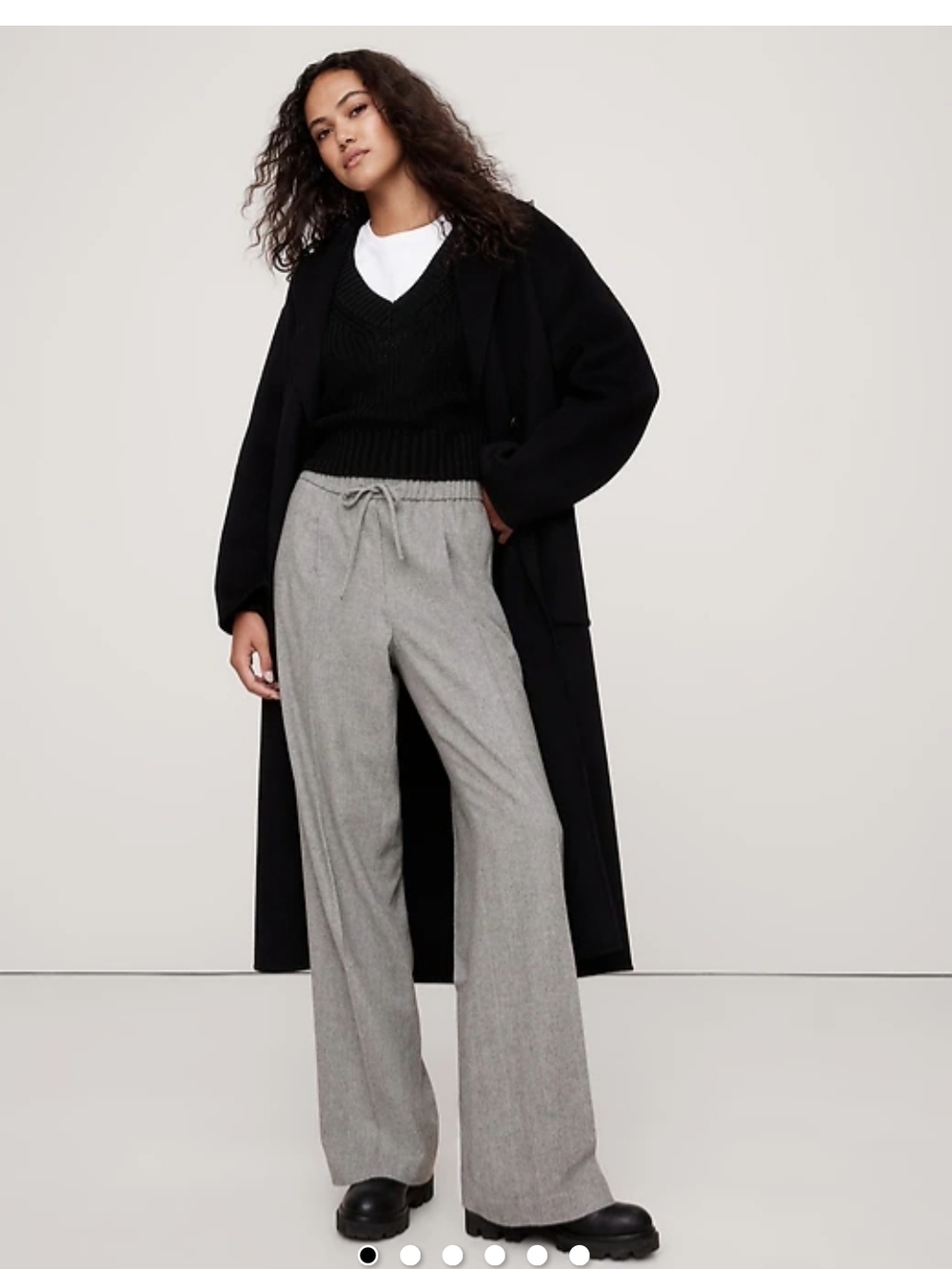 NWT Banana Republic wool Blend Mid Rise Pull On Flannel Pant Grey Wide Leg XL